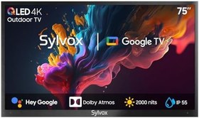 Resim SYLVOX QLED 4K UHD 2000nits Smart Google TV, HDR10, Dolby Atmos, hava koşullarına dayanıklı dış mekan TV, Google Assistant,Chromcast, Google Play Triple-Tuner, 60Hz, HBBTV Pool Pro 2.0 QLED 