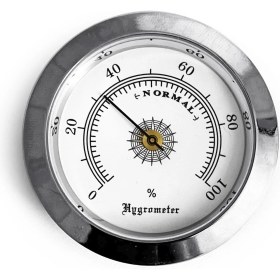 Resim OEM Analog Higrometre Nem Ölçer Humidor Puro Kutusu Için Metal Çerçeve Beyaz 50MM 