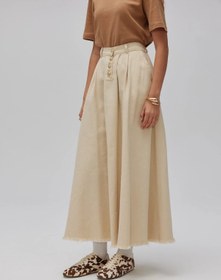 Resim Gabardin Kloş Etek Krem - 40/42 