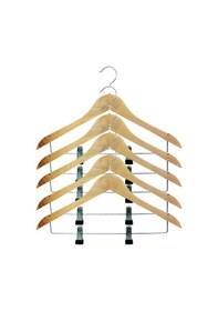 Resim Natural Ahşap Mandallı Etek ve Pantolon Askısı 10 Adet Kahverengi 