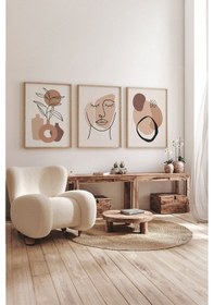 Resim Artavessa Gerçek Ahşap Çerçeveli 3 Parça 3d Poster Tablo Seti Kahverengi - 3dartsohoset87 