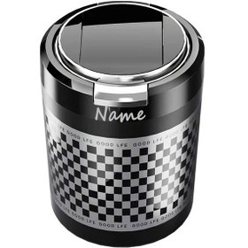 Resim Dashanshop Kişiselleştirilebilir Kapaklı Araç Küllüğü - Desenli Siyah Abs Malzeme Kompakt Taşınabilir 