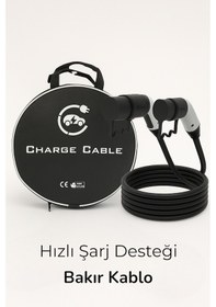 Resim Elektrikli Araç Şarj Kablosu Priz + Fiş Seti - 5m Trifaze 32a Kablolu Şarj Seti 22 Kw 