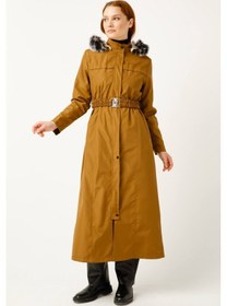 Resim Esswaap Üst Bölümü Dikiş Detaylı İçi Kürk Kaplı Bondit Parka Taba-taba Taba 