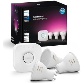 Resim Philips Huewca 4.2w Gu10 Renkli Spot Akıllı Ampul 3'lü Başlangıç Seti Rgb - Ayarlanabilir Renk Sıcaklığı Ve Parlaklık 