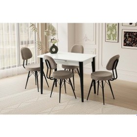 Resim Beyaz Ece Sandalye 100+25 Milano Açılabilir Masa Takımı Beyaz 