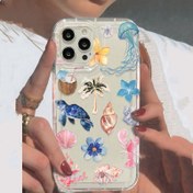 Resim Renkli kaplumbağa, kerevit, kozu ve jöle balığı desenleri olan şeffaf telefon kılıfı, Iphone 16, 15, 14, 13, 12, 11 Pro Max, 14, 15, 16 Plus, XS, XR, X, 8 ve 7 ile uyumlu. Sevgililer, kız arkadaşlar veya çiftler için bir festivite uygun hediye. 