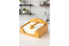 Resim İliva Bambu Kare Peçetelik Modern Tasarım 