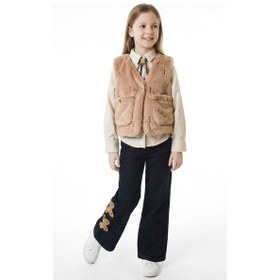 Resim Xo Kids Kız Çocuk Folarlı 3lu Alt Üst Takım 7-14 Yaş 3953-4953 Bej 