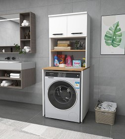 Resim Zuesse Dizayn DRAGON 3 Raflı Kapaklı Çam - Beyaz Banyo Dolabı 