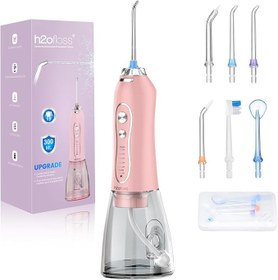 Resim H2ofloss Şarjlı Kablosuz Ağız Duşu, Hızlı ve Etkili Diş Arası Temizliği - 300 ml Su Hazneli, 5 Modlu, 6 Başlıklı, IPX7 Su Geçirmez, Diş Taşı Temizliği, Pembe 