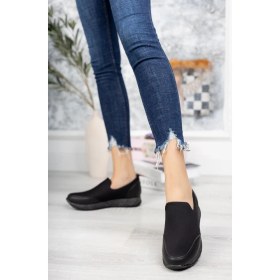 Resim NeskaAvm Simli Taban Taşsız Siyah Ayakkabı 