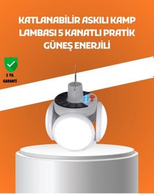 Resim Bfs Çok Amaçlı Katlanabilir Güneş Enerjili Kamp Lambası Masa Üstü Ve Asılabilir Kullanım Çok Renkli 