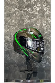 Resim MTS 801 Lead Green Güneş Vizörlü Fullface Kask 