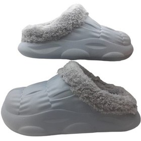 Resim Akınal Bella Kadın Buz Gri Kaymaz Taban İçi Peluşlu Eva Terlik Gri 