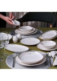 Resim Güral Porselen Camelia 54 Parça 12 Kişilik Yemek Takımı - 65781 Bej 