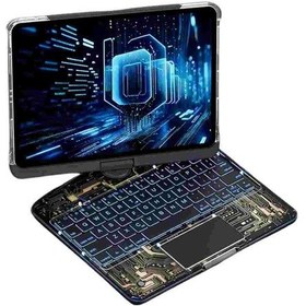 Resim Apple Uyumlu iPad Air 10.9 İnç 5. Nesil Bluetoothlu Transparan Detaylı 360 Dönebilen Klavyeli Tablet Kılıfı Klavyeli Kılıf 