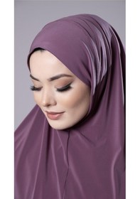Resim Hürrem Bone Violet Pratik Hazır Geçmeli Tesettür Eşarp Sandy Kumaş Düz Hijab 2308 21 