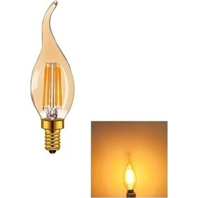 Resim Cata Ct-4281 4w 220v E14 Duylu Led Rustik Kıvrık Ampul Amber Renk 5 Adet 