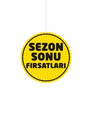 Resim cicigünler Sezon Sonu Fırsatları Yazılı Mağaza Dönkartı Çift Yön Baskı Sarı Zeminli 