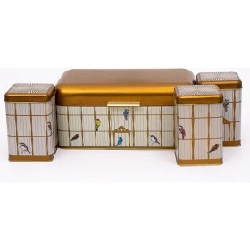 Resim Evle Erb08t7 Menteşeli Ekmek Kutusu 4 Lü Set, Bird Cage 