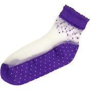 Resim Nokta Desen Kadın Soket Çorap-Mor-Standart Mor 