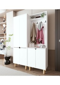 Resim Padova Portmanto Vestiyer Ayakkabılık 6 Kapaklı 4 Askılı Beyaz 