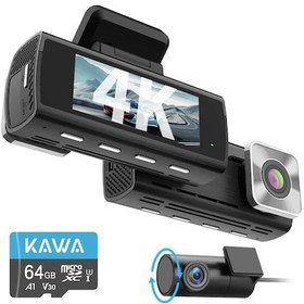 Resim Kawa D10 Çift Kameralı 4k+1080p Sony Starvıs Sensörlü Yapay Zeka Destekli Wi-fi Ve Gps'li Araç Kamerası 