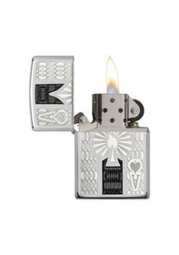 Resim Zippo Ace Of Spades Chrome Dizayn Çakmak Gri 