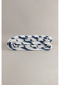 Resim Twin Battaniye Soft Pamuklu Tek Kişilik Battaniye Mavi Krem 150 X 200 5031a Mavi 