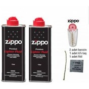 Resim Zippo Benzin + Zippo Çakmak Taşı + Zippo Fitil 4'Lü Set 