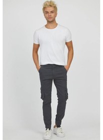 Resim E-fendi Erkek Kargo Jogger Pantolon Rahat Kesim Lastikli Paça Füme 