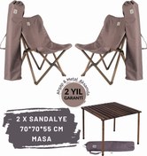 Resim Bag The Joy Ahşap Katlanır Masa Sandalye Seti Antrasit Iskelet Koyu Grı Kılıf-70x70x55 Antrasit Masa 