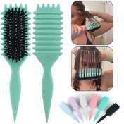 Resim 1 adet Yeşil Kıvırcık Saç Fırçası TPR Saplı - Belirli Kıvırcıklar İçin Curl Tanımlama Fırçası, Daha Az Çekme ve Ayrım Tasarımı, ABS Plastik, Kadınlar ve Erkekler İçin İdeal, Saç Stil Fırçası 