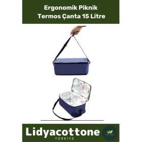 Resim Lidyacottone Ergonomik Piknik Termos Çanta 15 Litre Isı Yalıtımlı Şık Görünüm ile Taşınabilir 