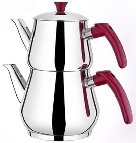 Resim Viola Ortaboy Piramit Paslanmaz Çelik Çaydanlık 1,1 Lt/2,1 Lt Fuşya - Pembe 