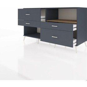 Resim Kronos Konsol Tek Raflı 4 Çekmeceli 176x59x99 Antrasit-çam/antra Antrasit-çam/antrasit 