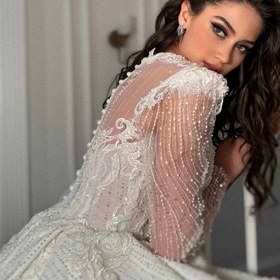 Resim Devinia Dantel Dubai Prenses Model Gelinlik - Kırık Beyaz / 38 