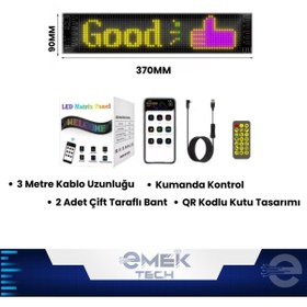 Resim PİNK İTHALAT Kişiselleştirilebilir Mesaj ve Görsel Düzenleme Özellikli Esnek ve Yapışkan LED Araç Ekranı 