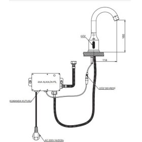 Resim Gpd Fotoselli Krom Lavabo Bataryası (Tek Su Girişli) FLB11-2 