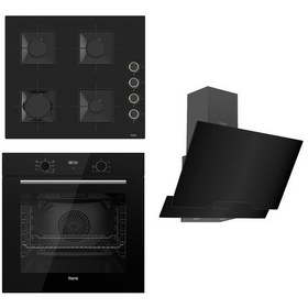 Resim Ferre Flowart Serisi Siyah Ankastre Set SS205 - QBL63CS - D063 