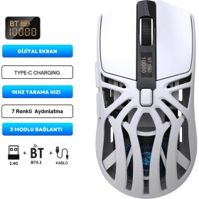 Resim HXSJ T400 Kablosuz 3 Modlu Dijital Göstergeli 650 Mah Batarya - Makrolu Oyuncu Mouse 