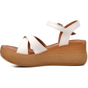 Resim Ayakmod 426093 Beyaz Kadın Dolgu Topuk Sandalet 001 