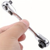 Resim Kompakt 2'si 1 Arada Cırcır Anahtarı - Krom Vanadyum Çelik, Çift Taraflı 1/4" Kare & Altıgen Soketler, Taşınabilir Tork Aracı, Mini, Tornavida 