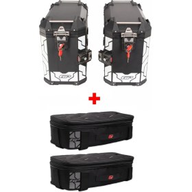 Resim Gp Kompozit Universal 40 Lt x 2 Alüminyum ve Kumaş Motosiklet Yan Çanta Seti Siyah 