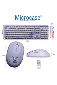 Resim Microcase Mofii Ayıcık Desenli Kablosuz Renkli Yuvarlak Tuşlu Türkçe Klavye Mouse Set-al4258 