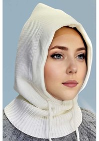Resim Uniquetrenders Kadın Triko Tesettür Bere Tesettür Başlık Kırık Beyaz 