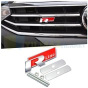 Resim Volkswagen R Line Ön Panjur Vidalı Izgara Metal Arma Amblem Logo 