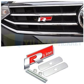 Resim Volkswagen R Line Ön Panjur Vidalı Izgara Metal Arma Amblem Logo 