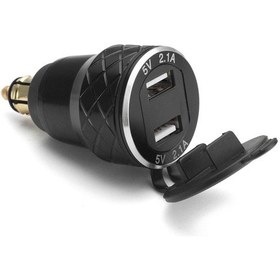 Resim Bmw Motosiklet İçin 4.2a Alüminyum Motosiklet Çift Usb Şarj Cihazı Dın Soket Voltmetre - Siyah Siyah 